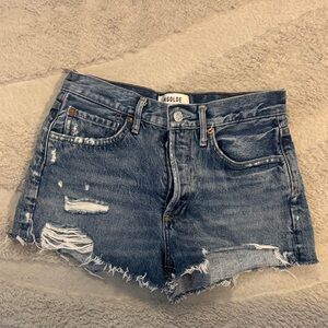 Agolde Distressed Blue Jean Shorts